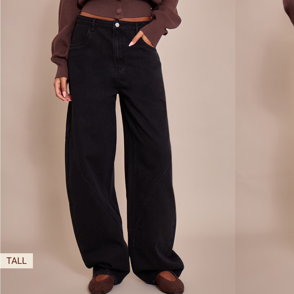 Pretty Little Thing Tall US 6 Black Barrel Denim Jeans